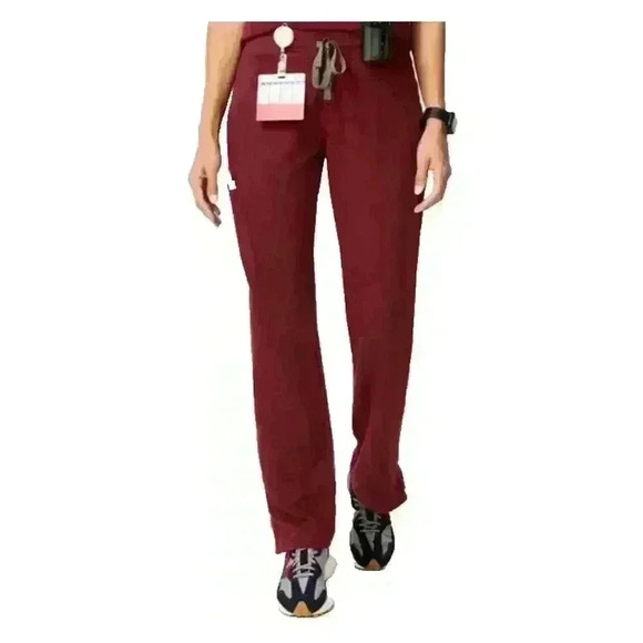 Figs Technical Collection Womens Scrub Pants Drawstring Maroon Stretch M/P - Picture 1 of 7